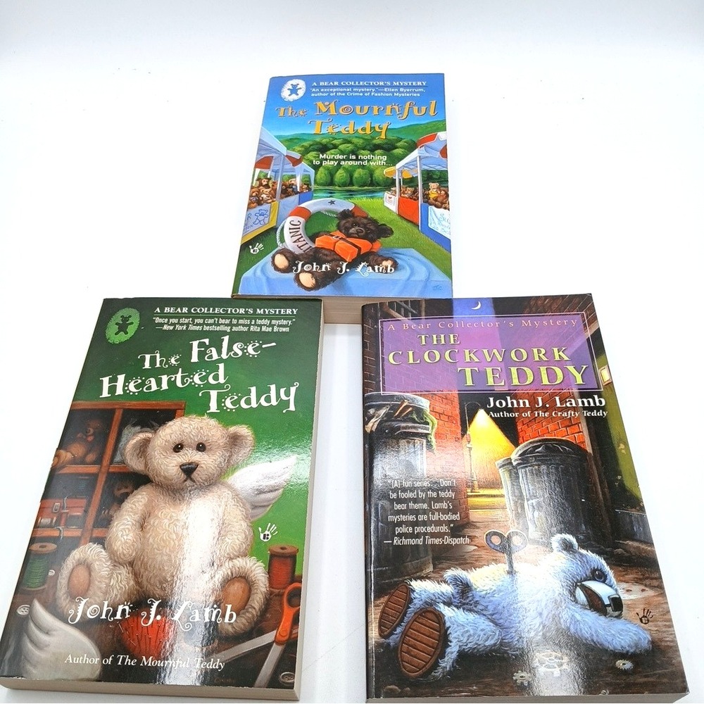 JOHN J. LAMB PB Lot 3 False Hearted Teddy Clockwork Teddy Mourn Vtg mystery cozy